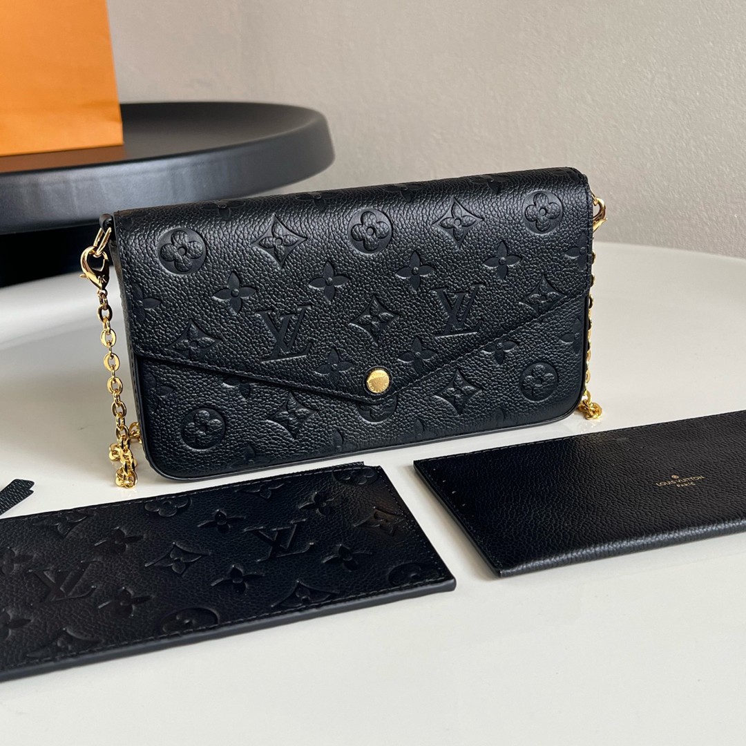 M64064 Pochette Félicie 黑色壓花鏈條包 頂級原單