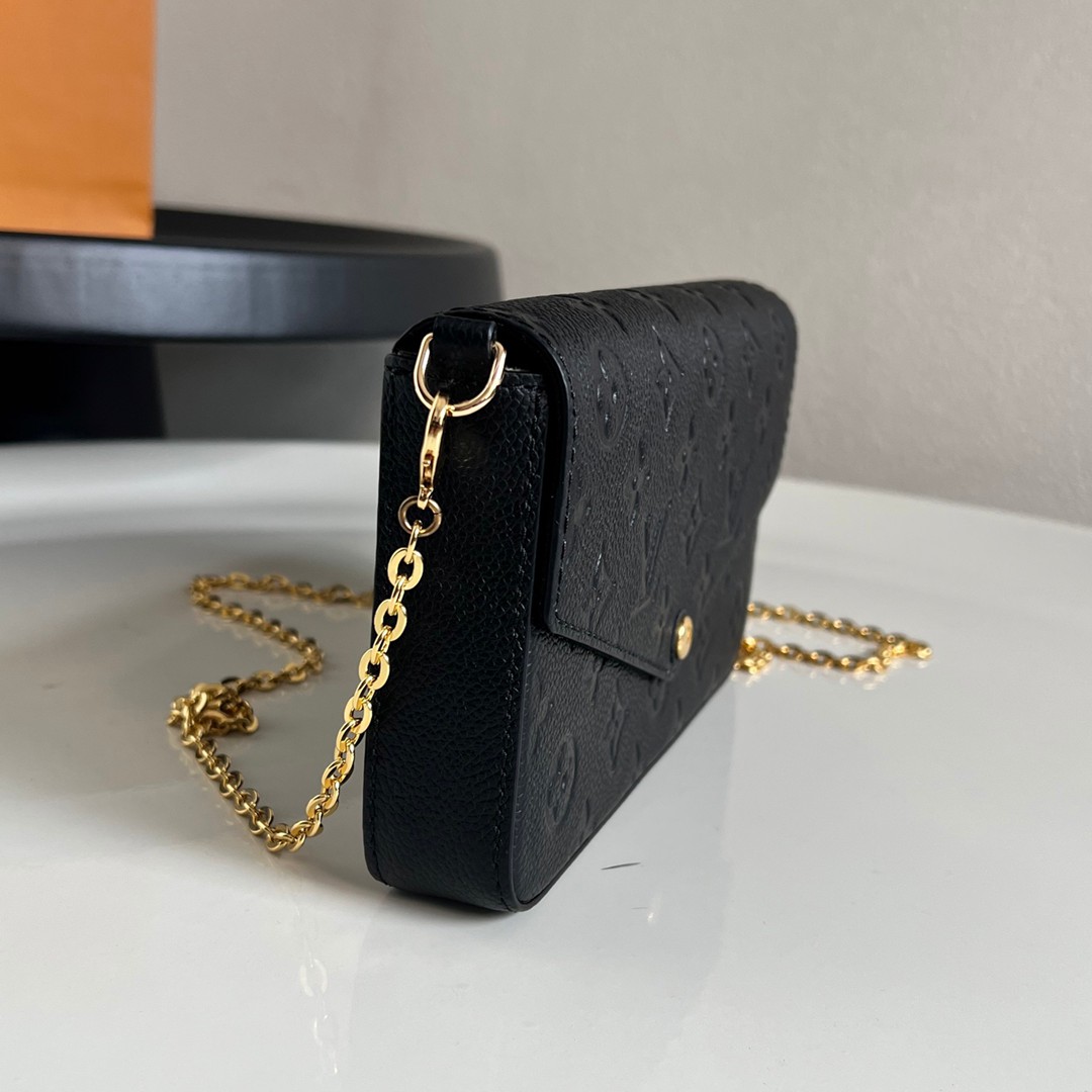  M64064 Pochette Félicie 黑色壓花鏈條包 頂級原單-2