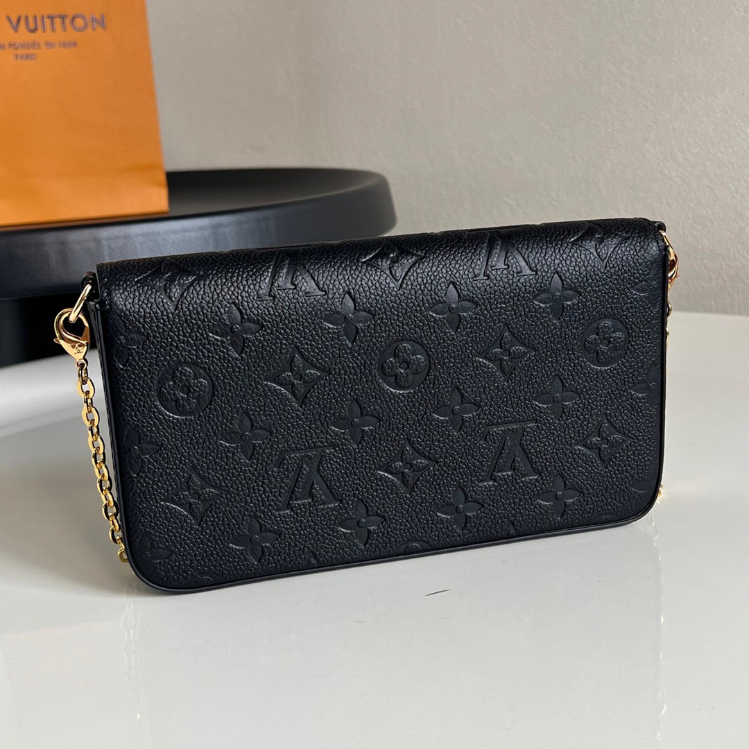  M64064 Pochette Félicie 黑色壓花鏈條包 頂級原單-3