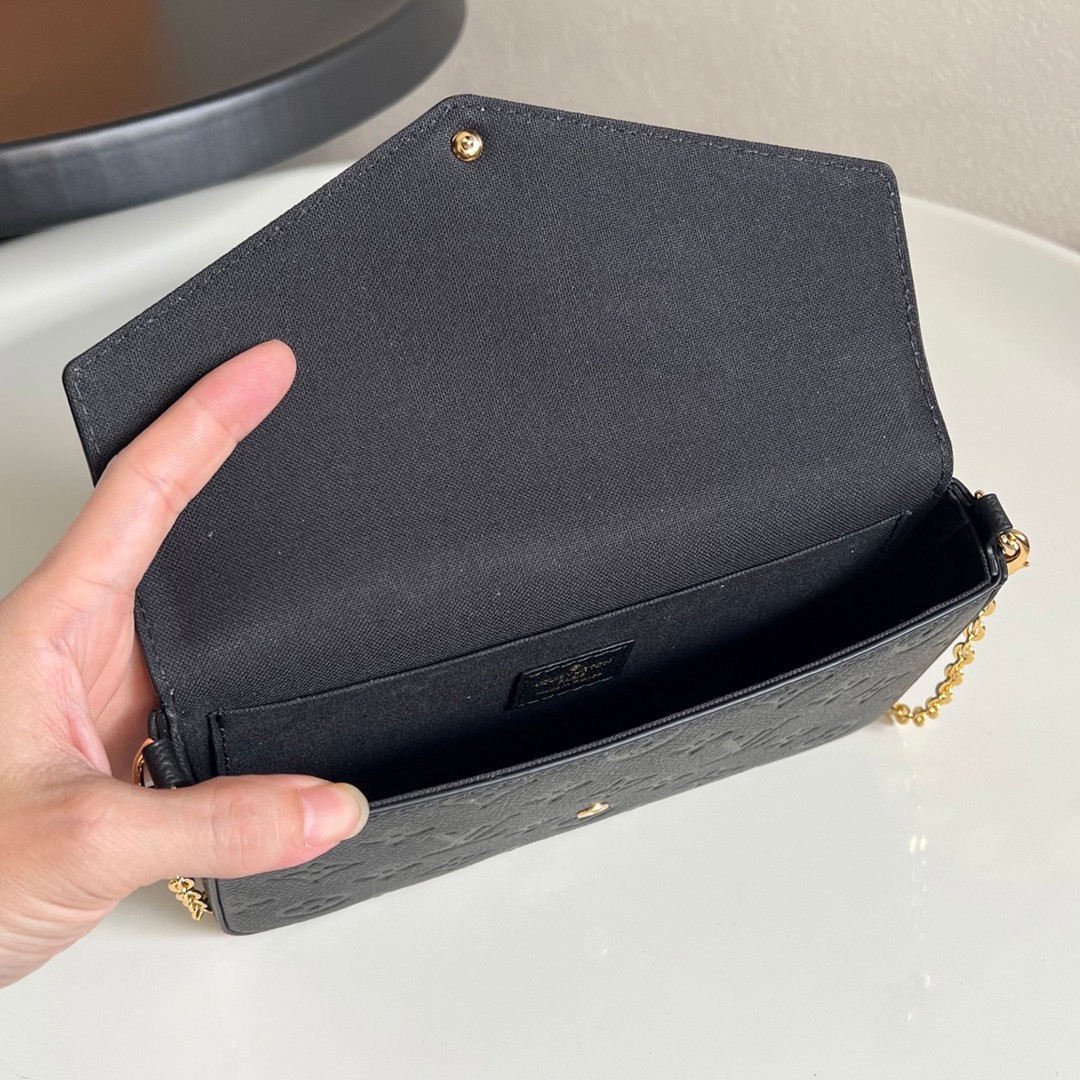  M64064 Pochette Félicie 黑色壓花鏈條包 頂級原單-5