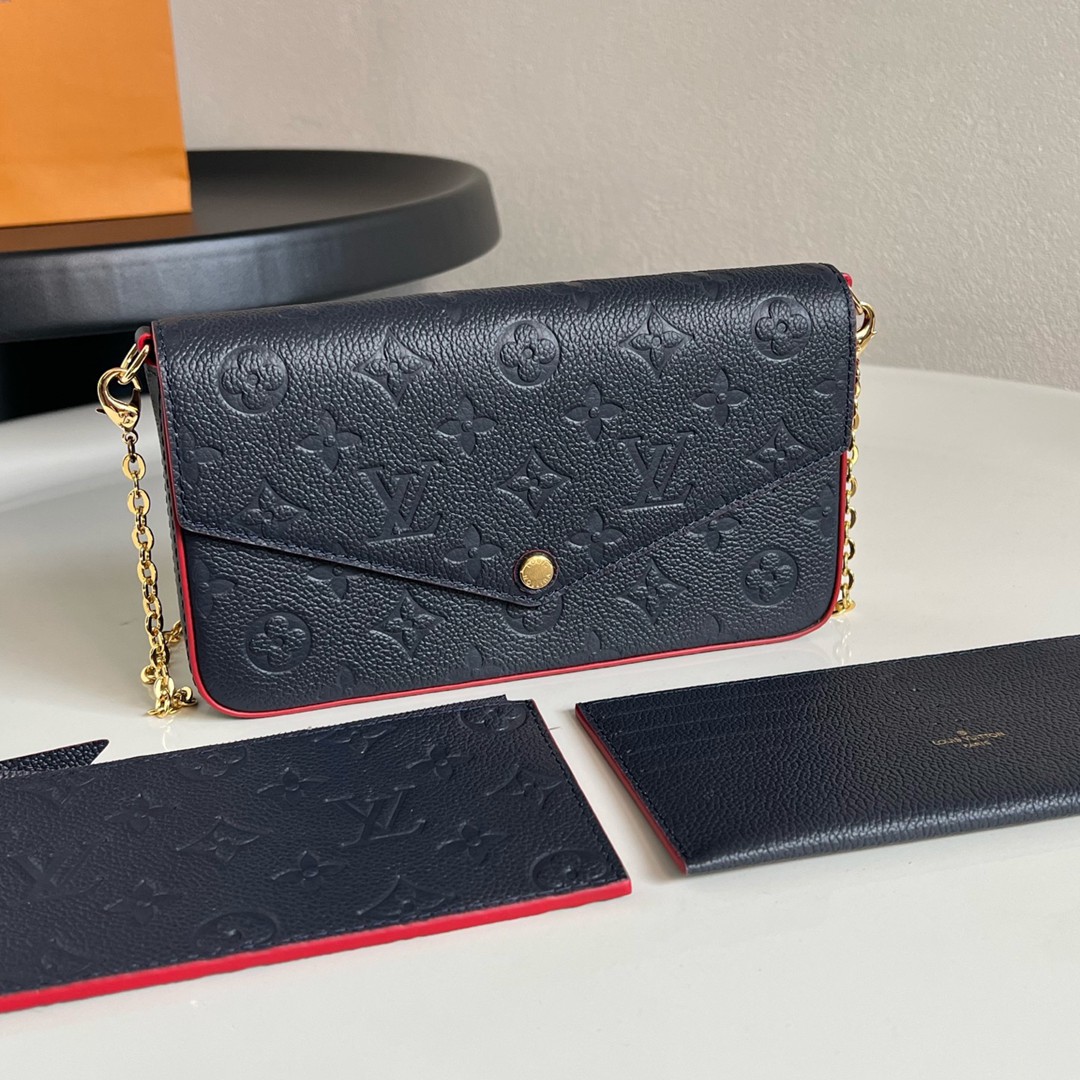M64064 Pochette Félicie 藍色壓花鏈條包