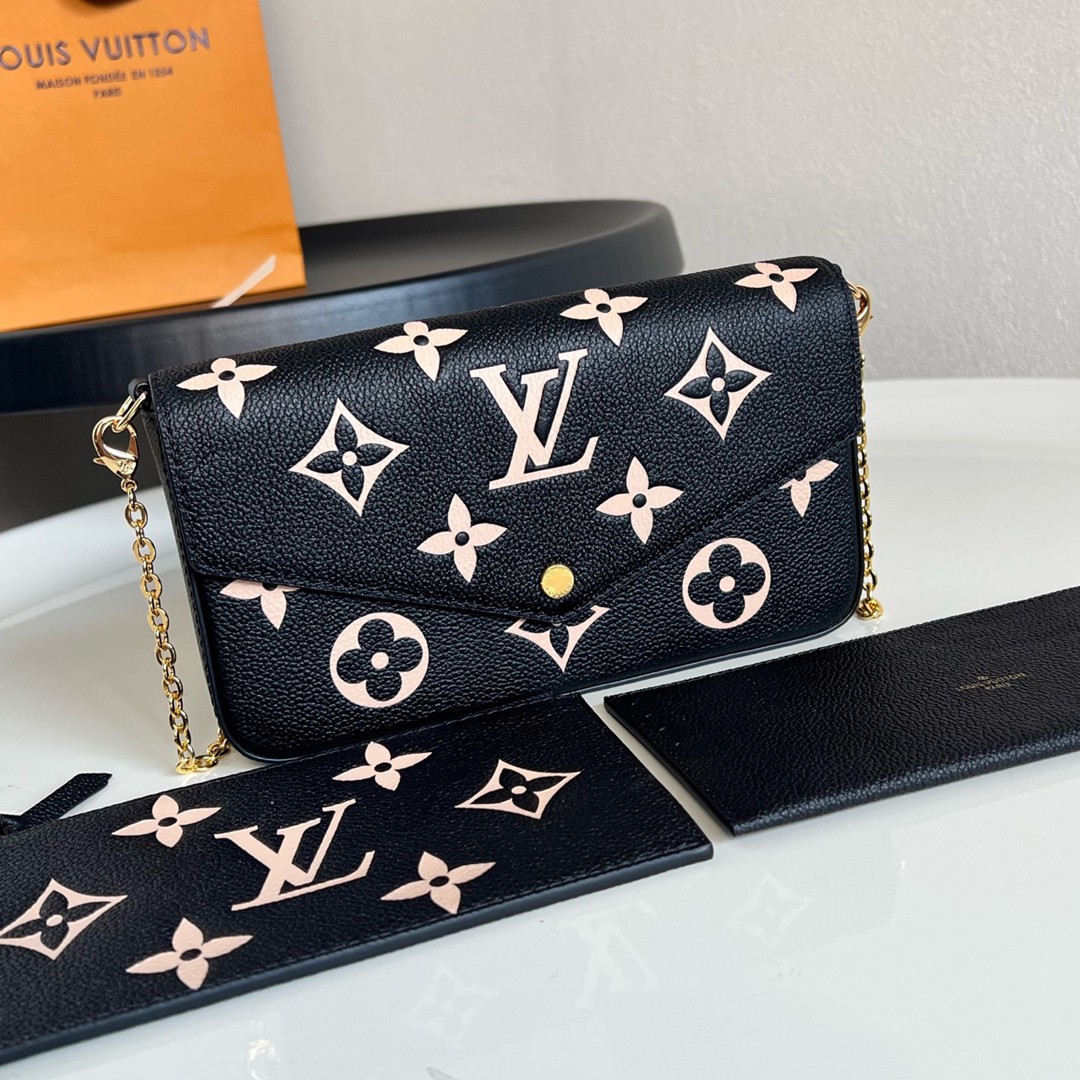 M80482 Pochette Félicie 黑色壓花鏈條包