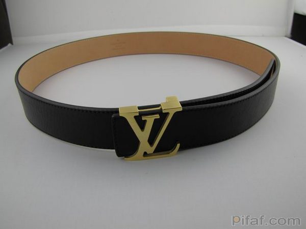 lv皮帶 全黑金色字母扣-2