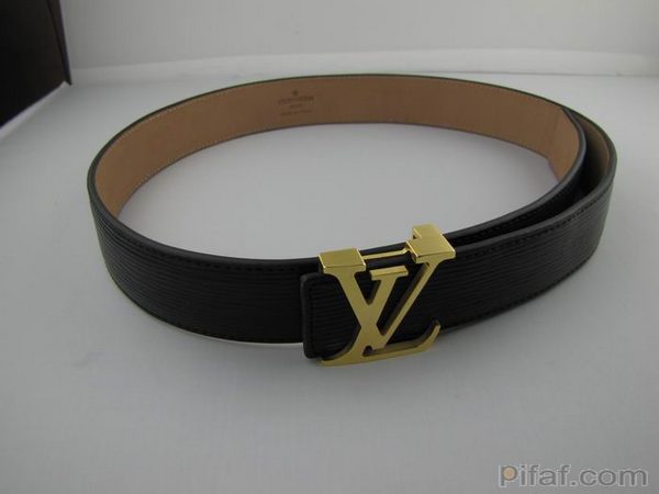 lv皮帶 全黑水波紋 古銅字母扣-2