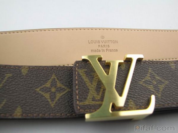 lv皮帶 老花 金色字母扣m6784-3