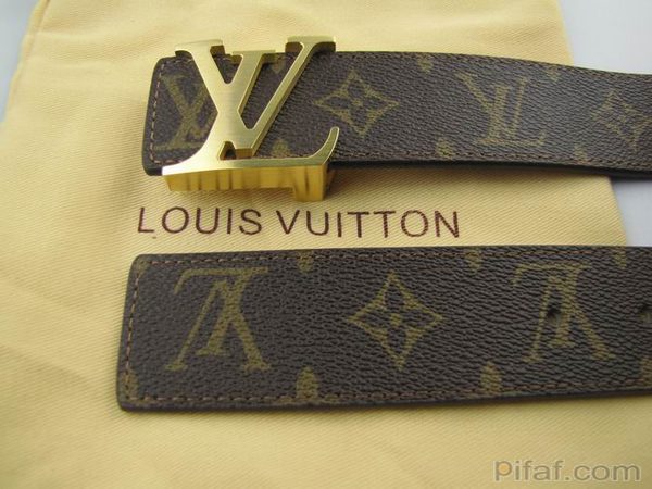lv皮帶 老花 金色字母扣m6784-4
