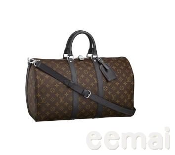 lv m56711 字紋黑邊新款Keepall 45Cm有背帶旅行袋