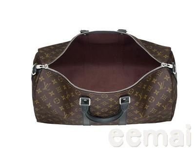 lv m56711 字紋黑邊新款Keepall 45Cm有背帶旅行袋-2
