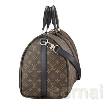 lv m56711 字紋黑邊新款Keepall 45Cm有背帶旅行袋-3