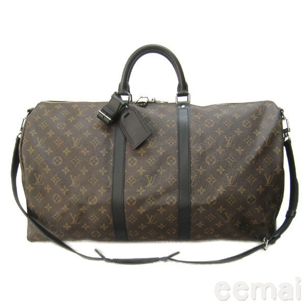 lv m56714 字紋黑邊新款Keepall 55有背帶旅行袋-2