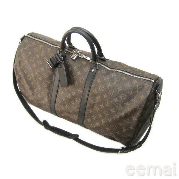 lv m56714 字紋黑邊新款Keepall 55有背帶旅行袋-3