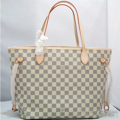 lv 棋盤格系列側背包購物袋n51107 中號