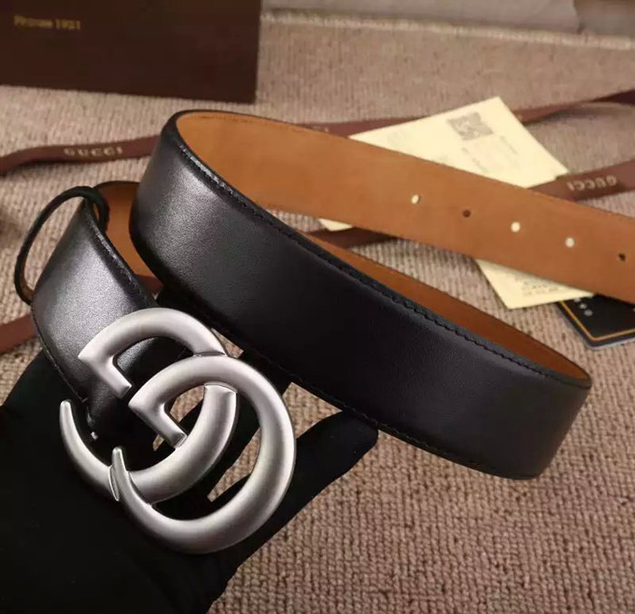GUCCI 經典款式雙Ｇ扣頭 頭層牛皮 皮帶 寬3.8CM-2