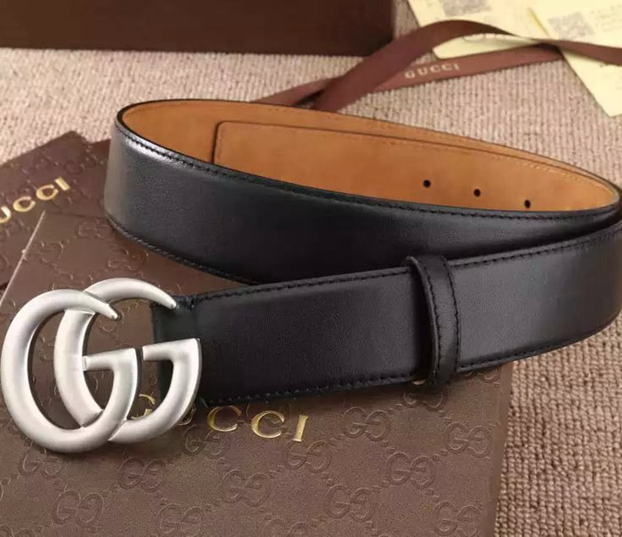 GUCCI 經典款式雙Ｇ扣頭 頭層牛皮 皮帶 寬3.8CM