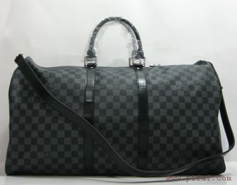 DAmIER GRAPHITE帆布黑色棋盤格keepall 55旅行包N41413-3