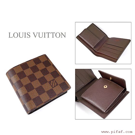 lv 棋盤格紋摺疊短夾零錢包 N61675格子料-2