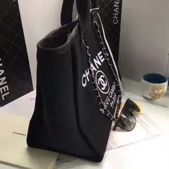 deauville購物袋帶手柄大號媽咪包 沙灘包 黑色-2