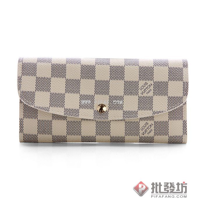 lv n63021 Azur Damier白色棋盤格Emilie長夾