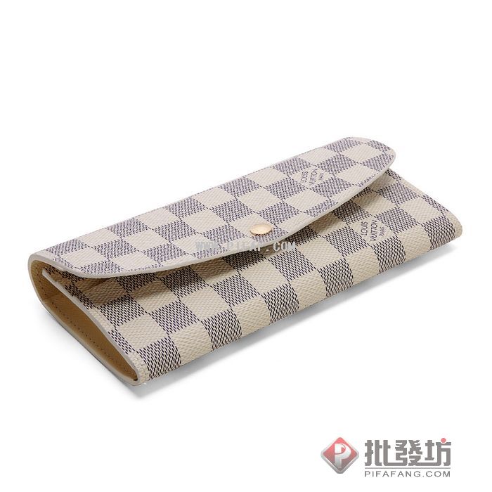 lv n63021 Azur Damier白色棋盤格Emilie長夾-2