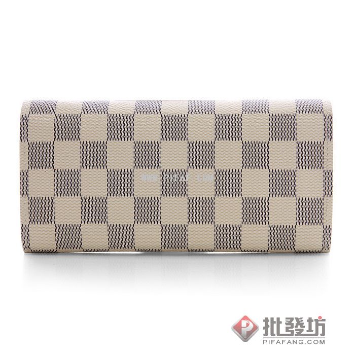 lv n63021 Azur Damier白色棋盤格Emilie長夾-3