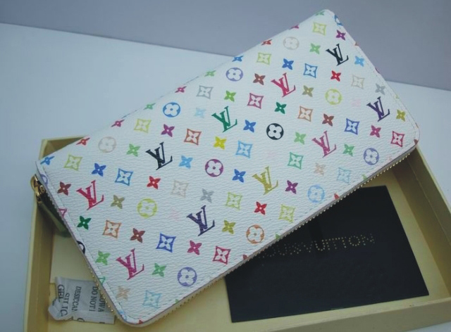 lv m60242 白色三十三彩拉鏈長夾