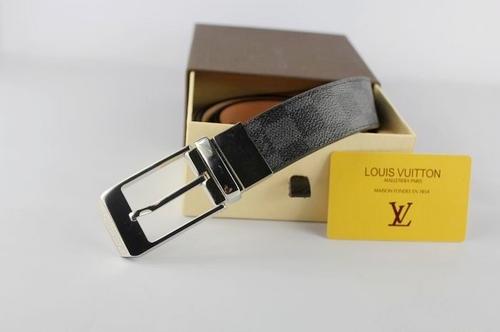 lv 黑格紋皮帶-3