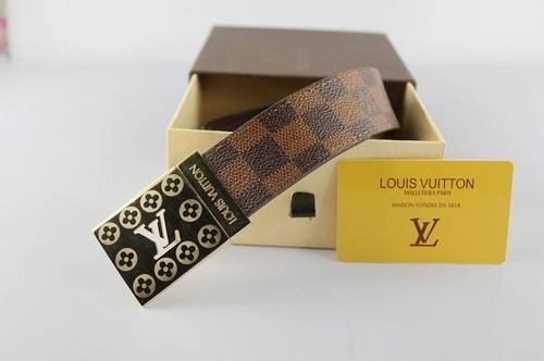 lv 棋盤格紋皮帶-3