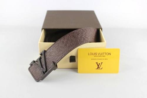 lv 十字紋咖啡色皮帶-3