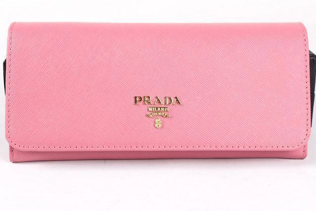 PRADA 長夾1132草字 櫻花粉