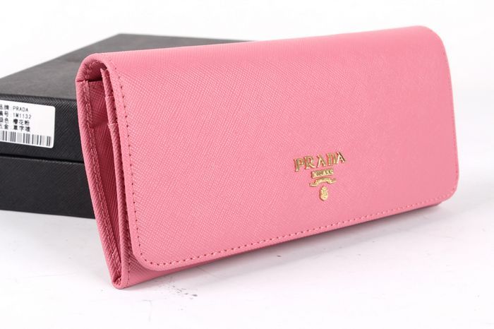 PRADA 長夾1132草字 櫻花粉-2