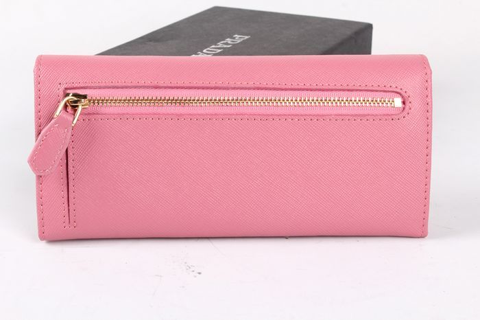 PRADA 長夾1132草字 櫻花粉-3