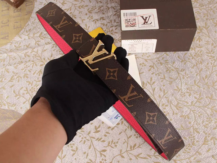 LV 雙面 經典字母扣 皮帶 頭層牛皮-2