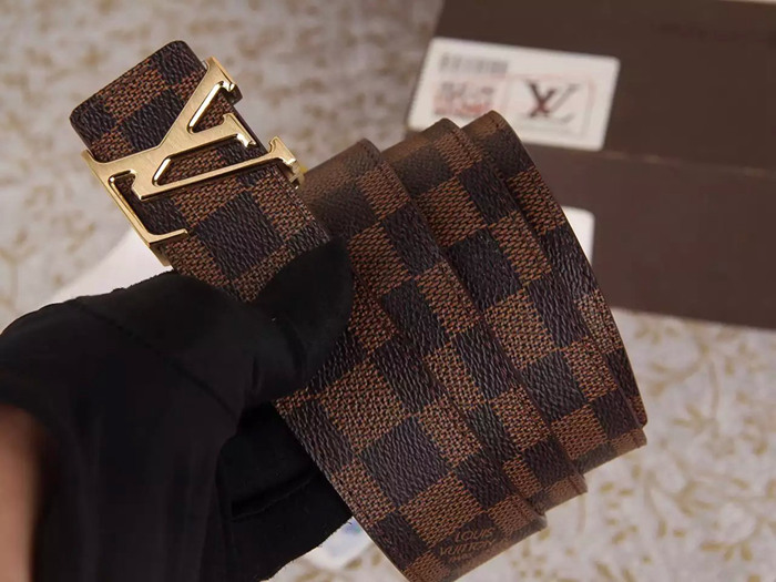 LV 雙面 經典字母扣 皮帶 頭層牛皮-4