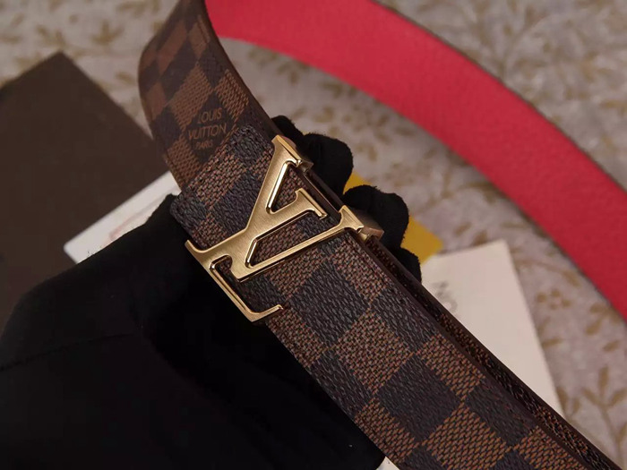 LV 雙面 經典字母扣 皮帶 頭層牛皮-5