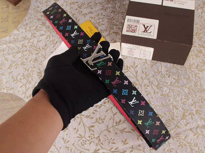 LV 雙面 經典字母扣 皮帶 頭層牛皮-7
