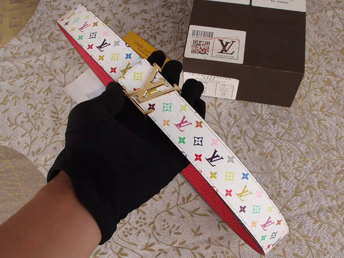LV 雙面 經典字母扣 皮帶 頭層牛皮-8