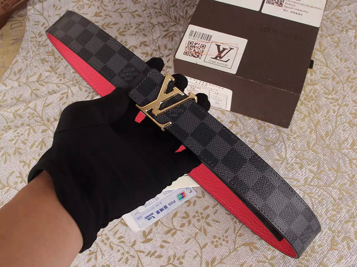 LV 雙面 經典字母扣 皮帶 頭層牛皮-9