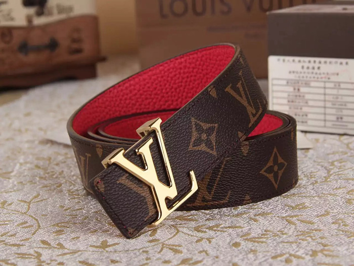 LV 雙面 經典字母扣 皮帶 頭層牛皮-10