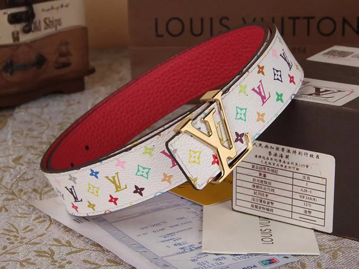 LV 雙面 經典字母扣 皮帶 頭層牛皮-14