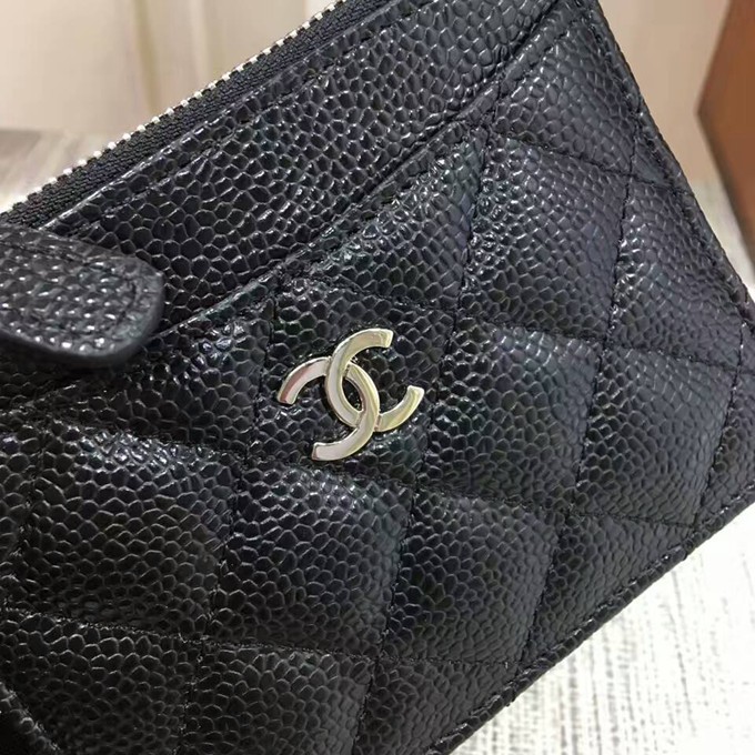50084經典卡片夾 魚子醬皮 銀色五金-3