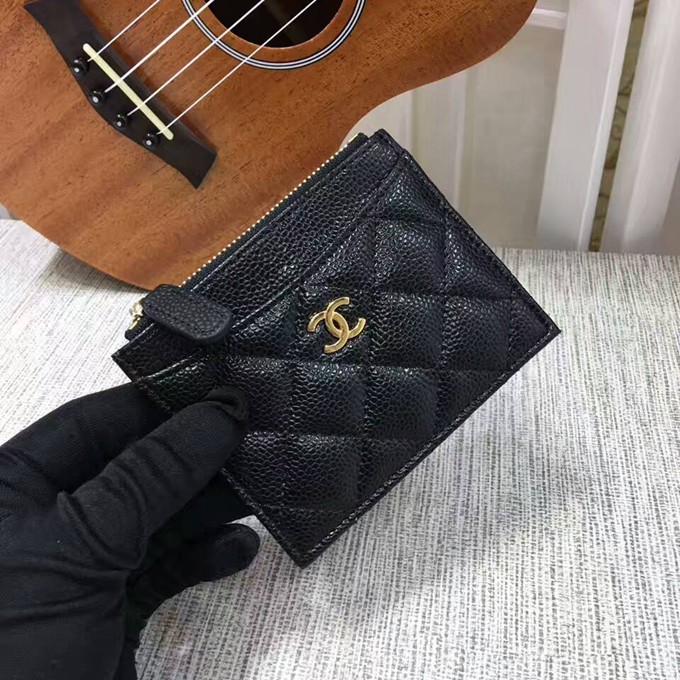 50084經典卡片夾 魚子醬皮 金色五金-2