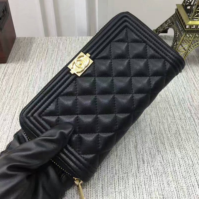 88711 小羊皮系列單拉鏈長夾  BOY系列 金色五金