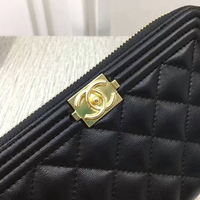 88711 小羊皮系列單拉鏈長夾  BOY系列 金色五金-3