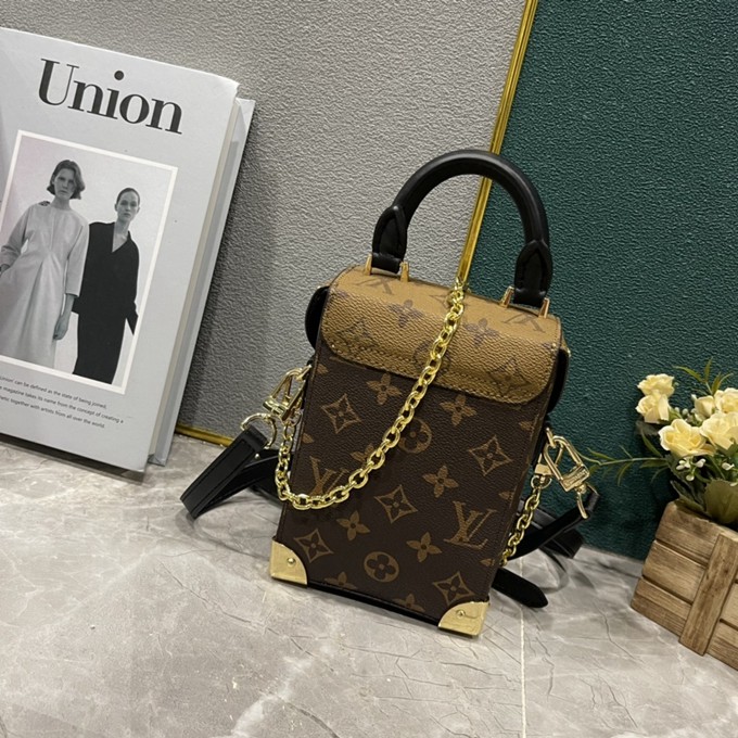 LV M82465 CAMERA BOX手袋 文詠珊同款爆款拼色盒子手機包單肩斜背包-5
