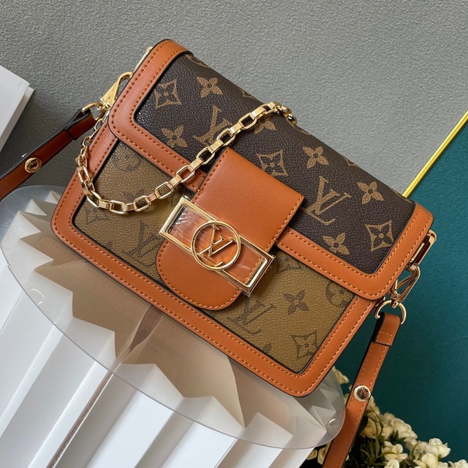 LV M44391 Dauphine 郵差包系列拼色老花斜背包 小號20 x 16 x 10cm-3