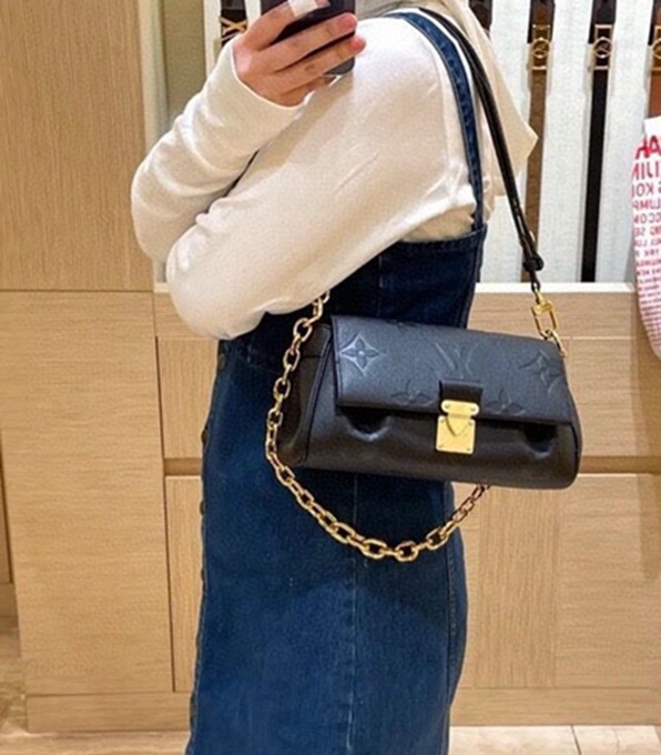 LV M45813 FAVORITE手袋 黑色壓花手提單肩包包