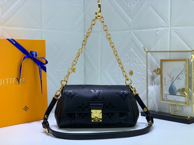 LV M45813 FAVORITE手袋 黑色壓花手提單肩包包-4