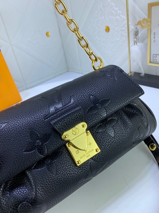 LV M45813 FAVORITE手袋 黑色壓花手提單肩包包-9