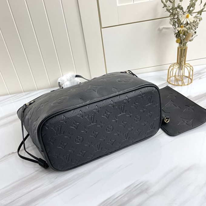 LV M45685 Neverfull 中號手袋 全皮壓花手提單肩包包-7