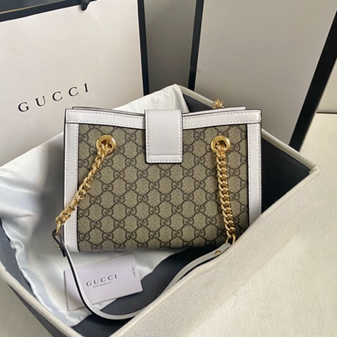 498156 padlock小號購物袋 白色皮-3